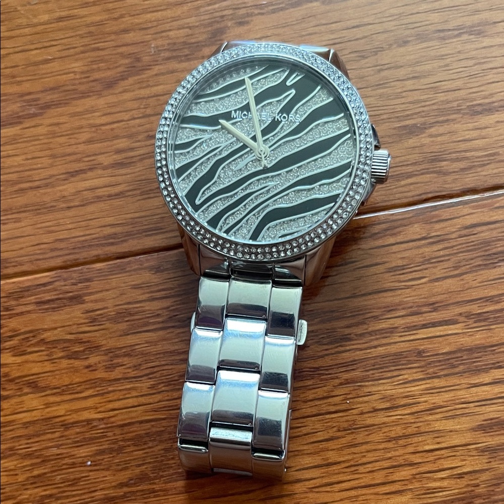 Michael Kors Silver Zebra Dial Watch